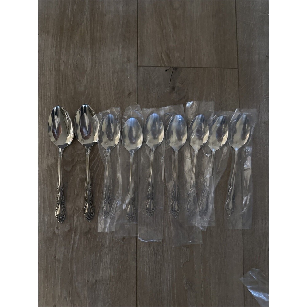Vtg NEW  11‎ Imperial Flatware Fleurette Oval Soup Place Spoons Serving Spoons